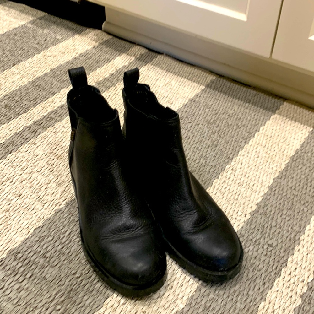 Cole Haan black leather lug sole booties